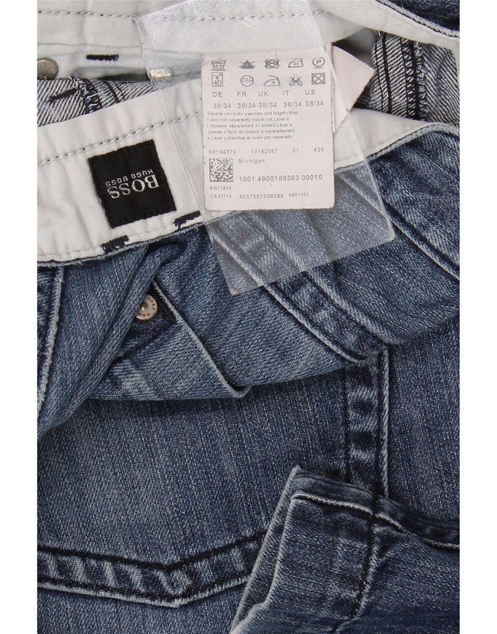 Мужские прямые джинсы HUGO BOSS W38 L34 синие, хлопок