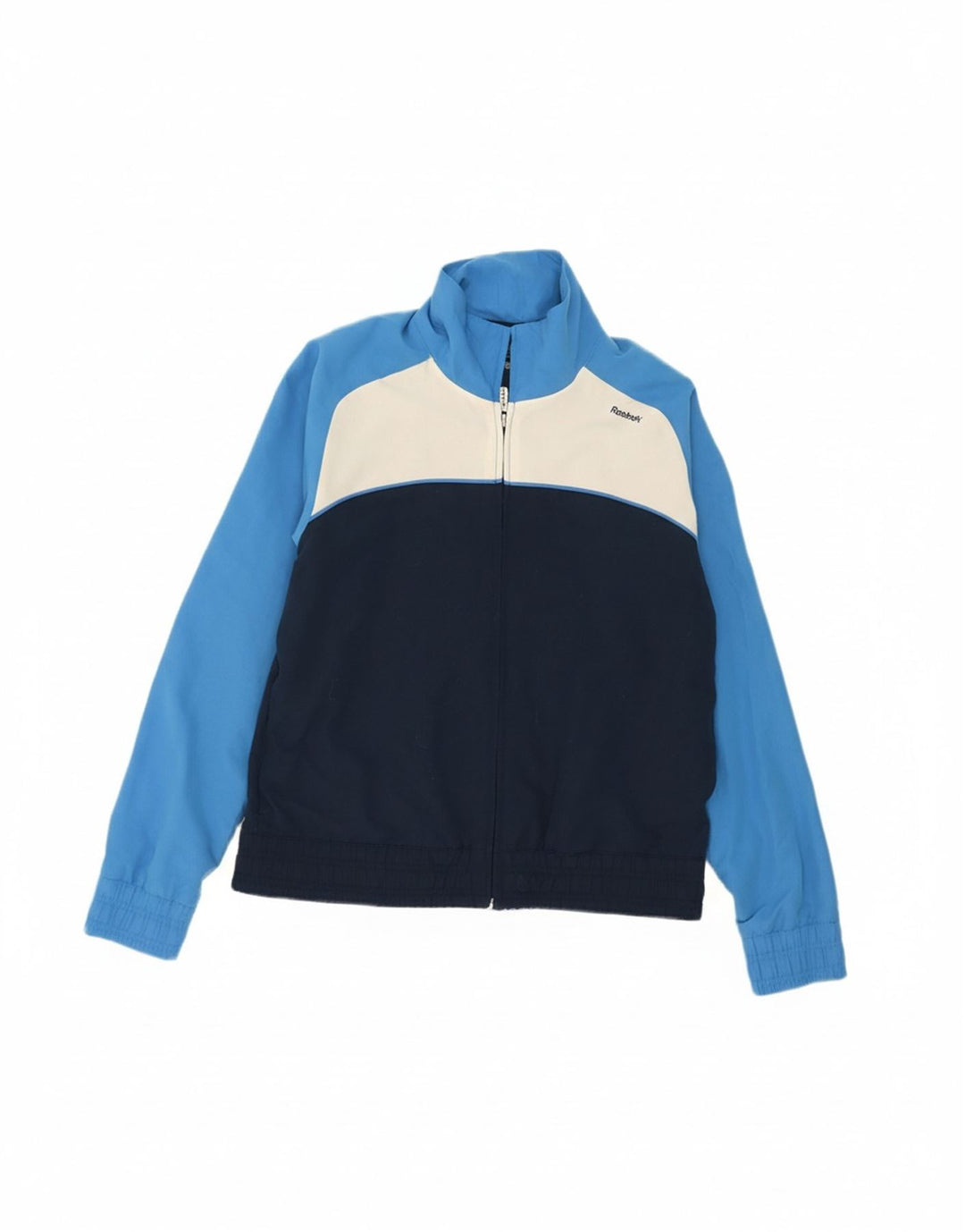 REEBOK Womens Tracksuit Top Jacket UK 14 Medium Navy Blue Colourblock