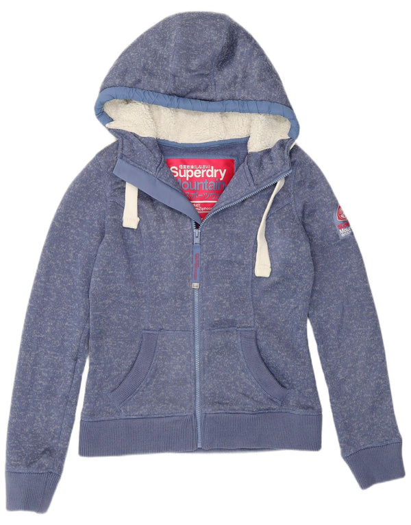 Женский свитер с капюшоном на молнии с графическим рисунком Superdry UK 10, маленький синий полиэстер