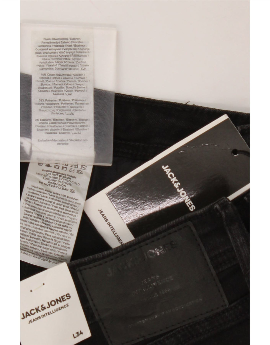 Мужские джинсы скинни JACK & JONES Tom W32 L34, черный хлопок
