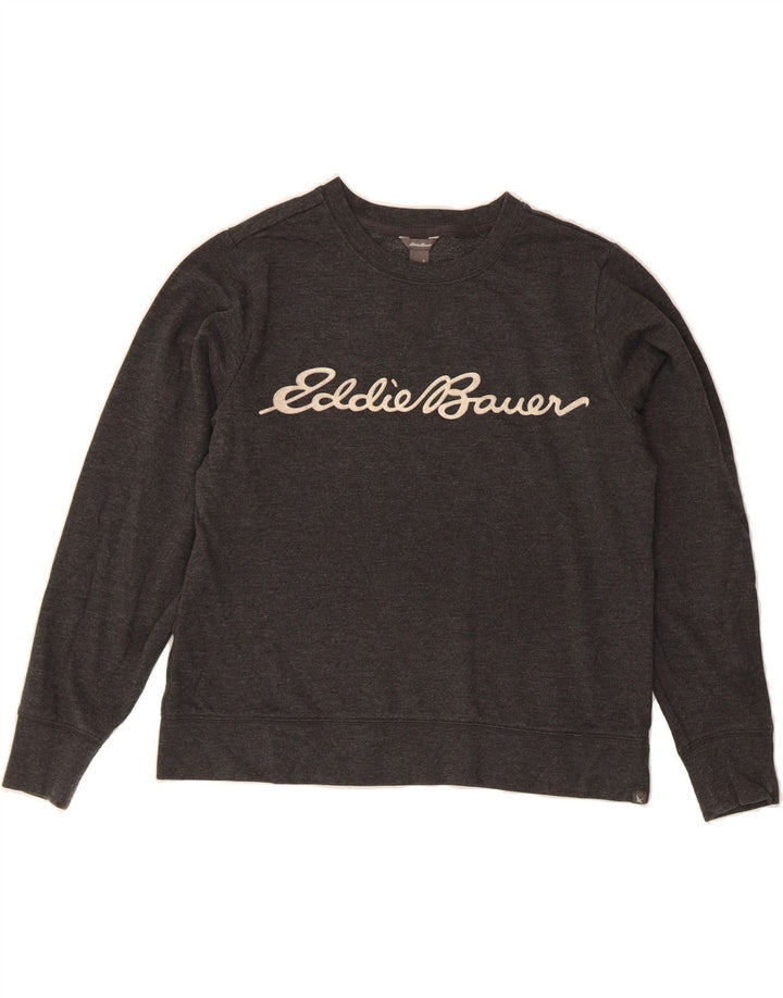 EDDIE BAUER Womens Graphic Oversized Sweatshirt Jumper UK 10 Small Grey Vintage Eddie Bauer and Second-Hand Eddie Bauer from Messina Hembry 