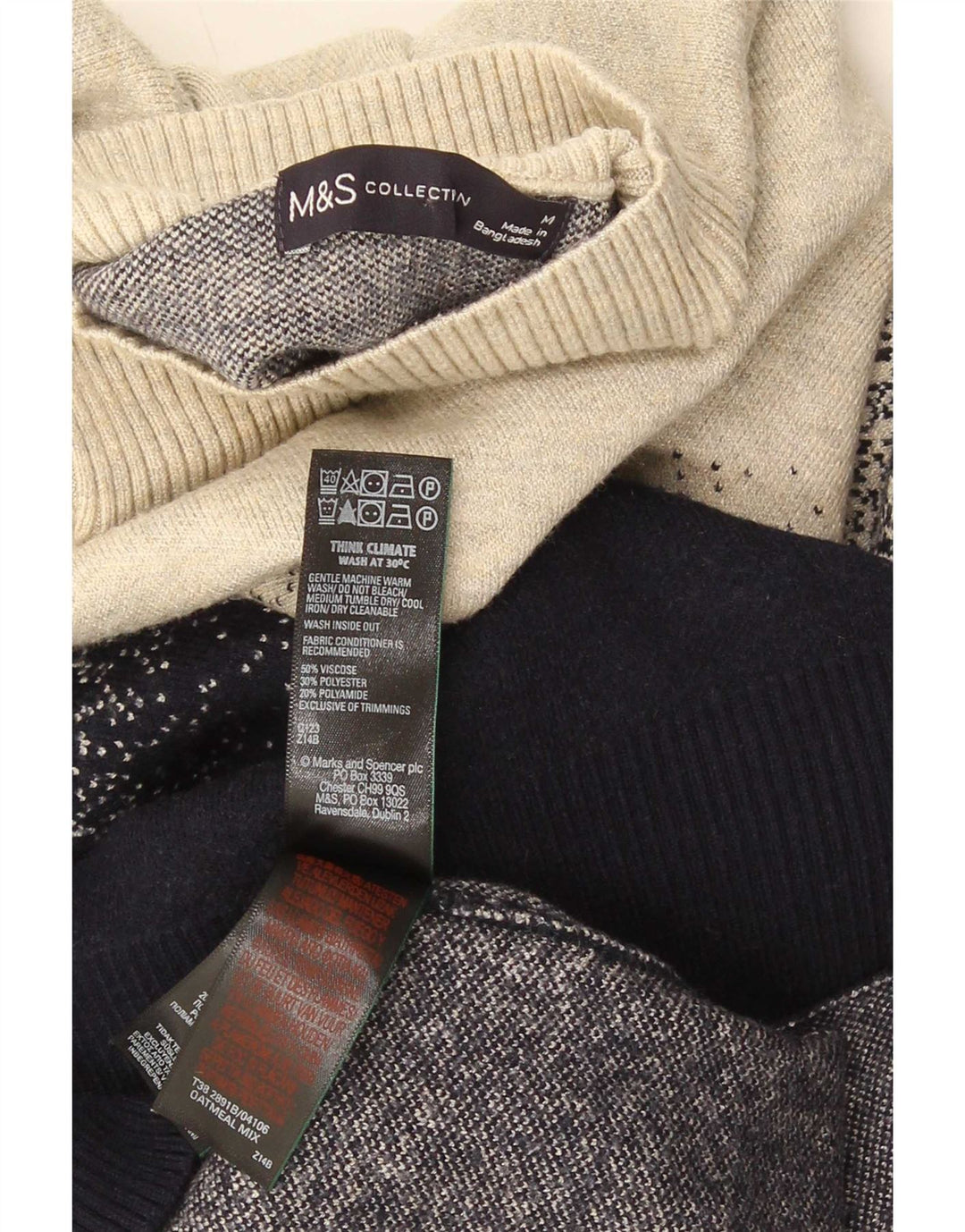 Мужской джемпер с высоким воротником Marks & Spencer UK 14, средний разноцветный