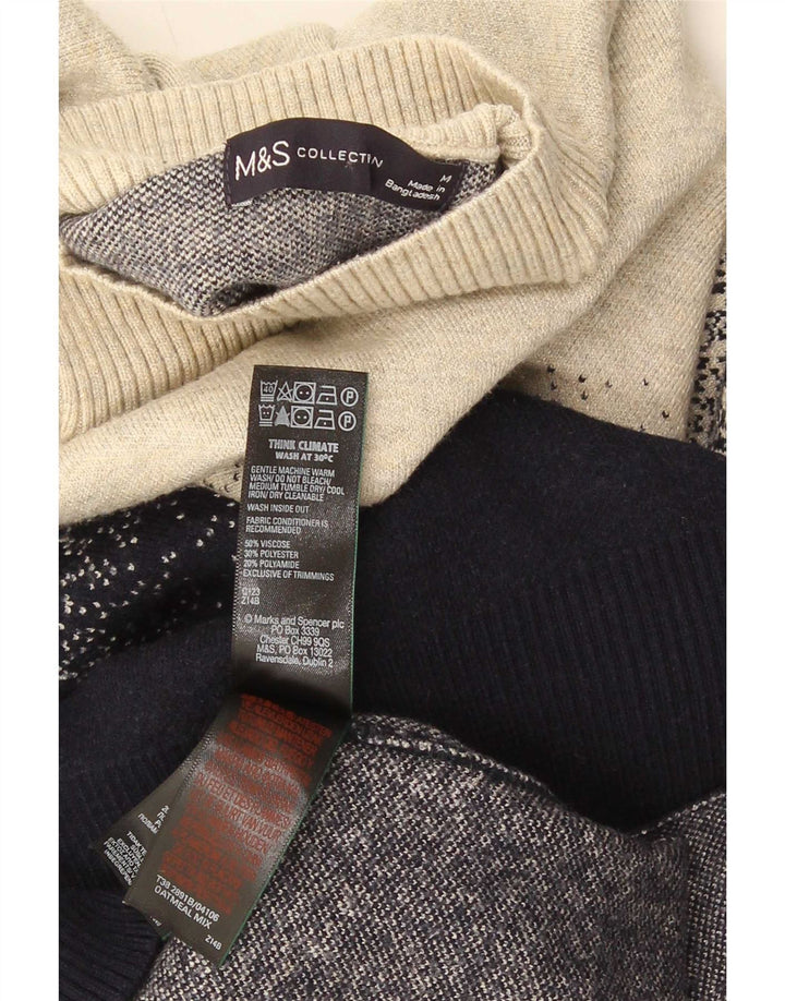 Мужской джемпер с высоким воротником Marks & Spencer UK 14, средний разноцветный