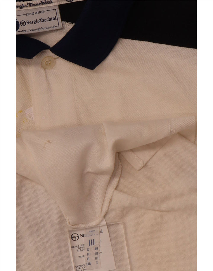 SERGIO TACCHINI Мужская рубашка-поло с графическим рисунком, маленькая белая, хлопок с цветными блоками