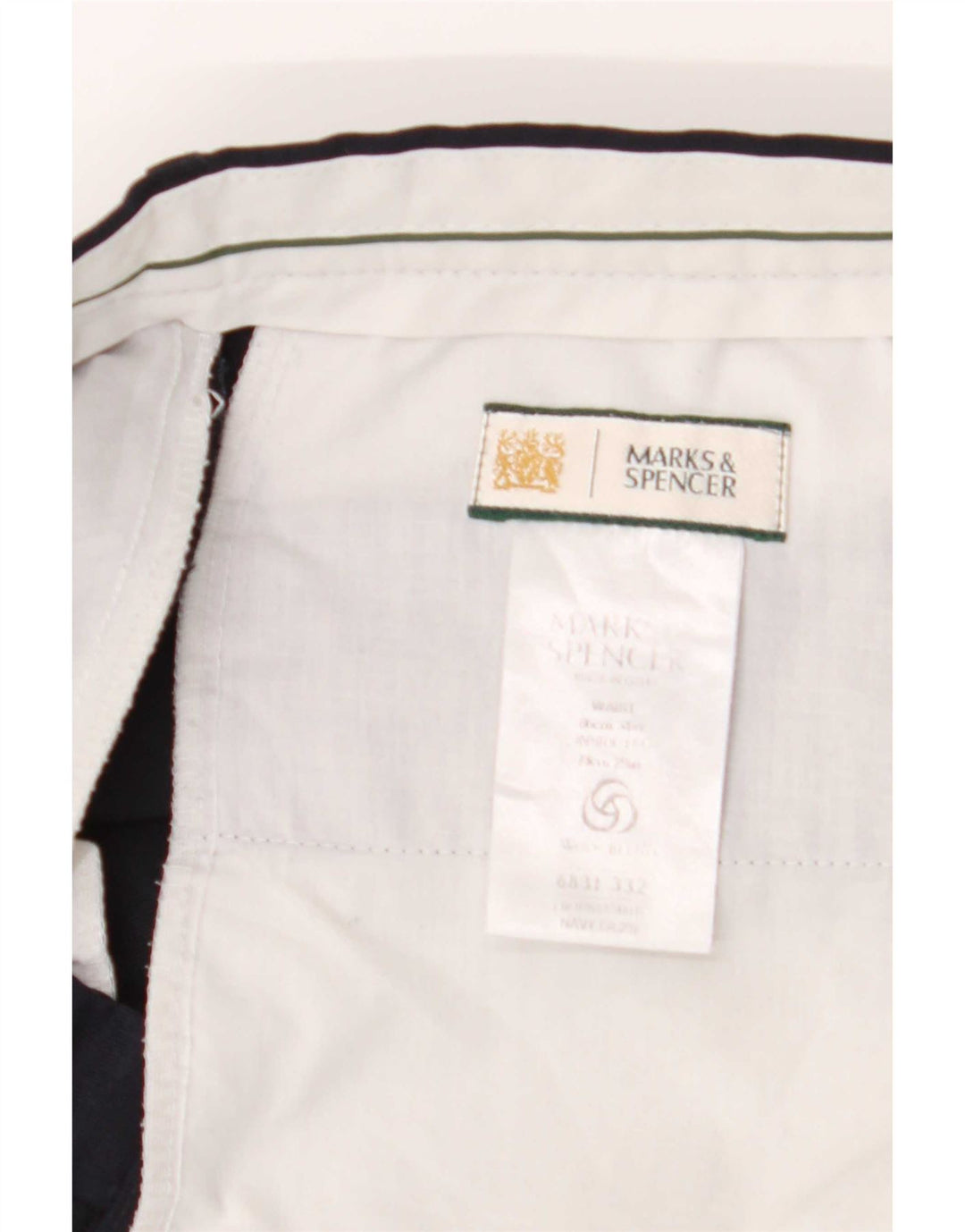 Мужские прямые костюмные брюки Marks & Spencer W34 L29 темно-синие из полиэстера