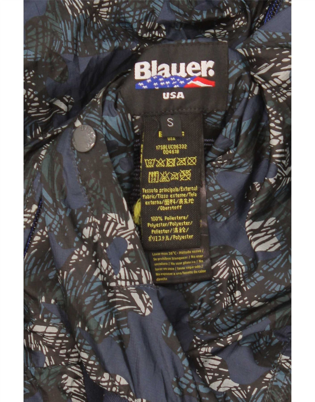 Мужская двусторонняя куртка-бомбер Blauer UK 36, маленький синий полиэстер