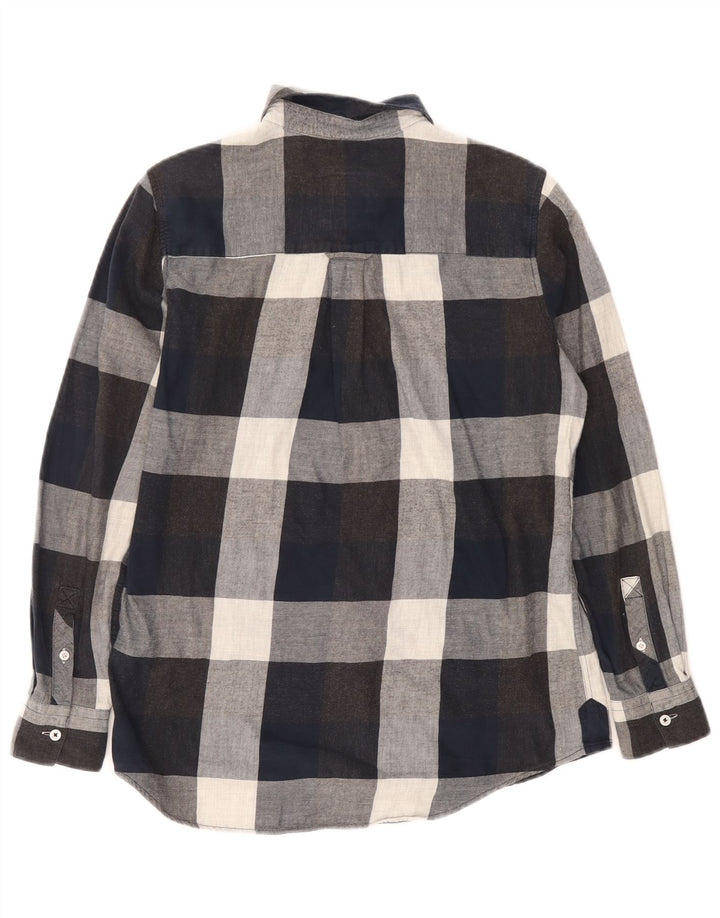 Crew Clothing Женская фланелевая рубашка оверсайз размера UK 8, маленькая темно-синяя клетка