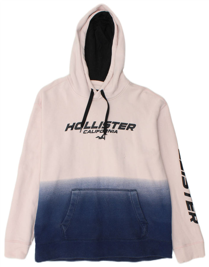 HOLLISTER Мужской джемпер с капюшоном с рисунком, большой белый, хлопок с цветными блоками