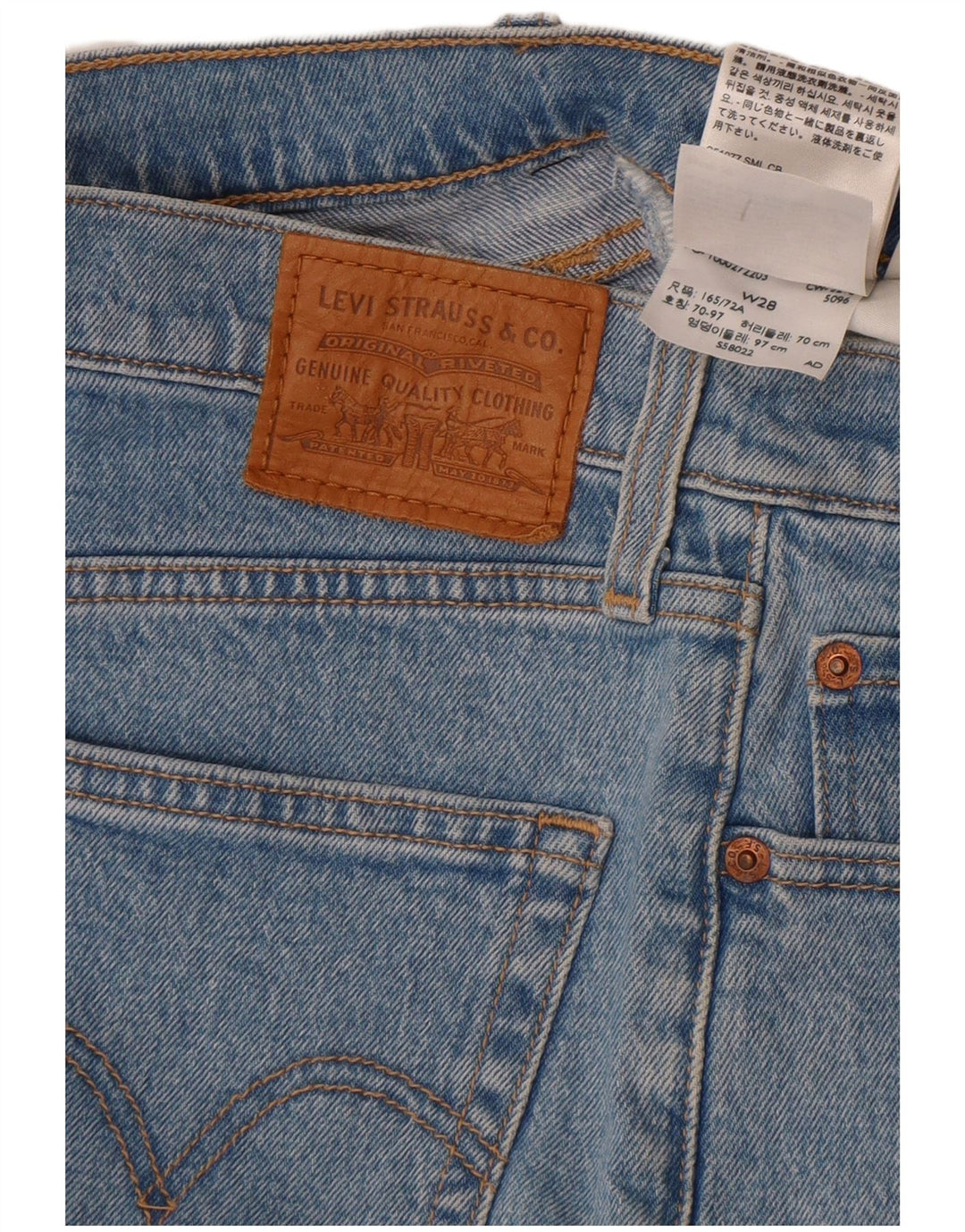 Женские джинсовые шорты Levi's W28, хлопковые, среднего синего цвета