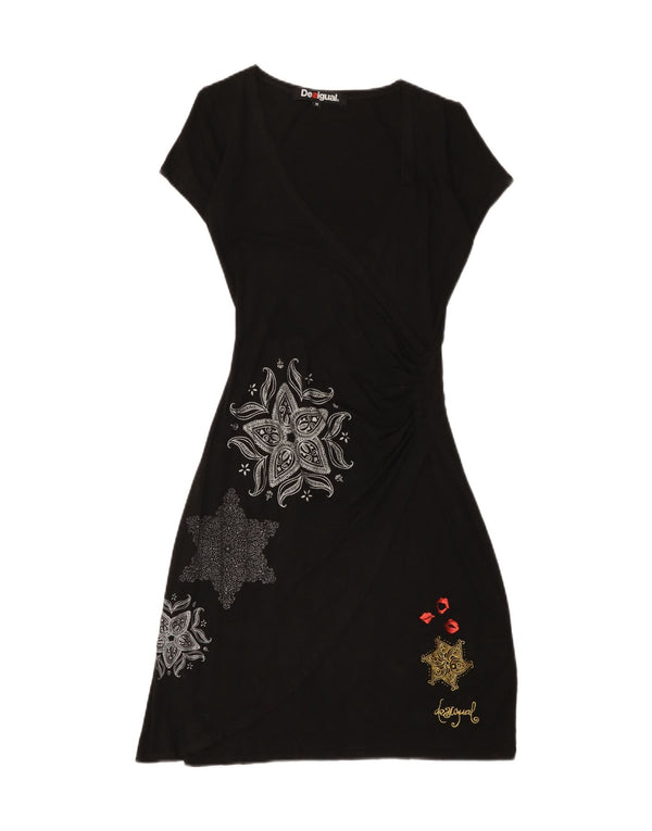 Женское платье-трапеция Desigual UK 12, средний черный, вискоза с пейсли