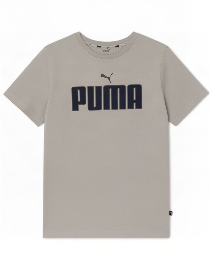 Мужская футболка с рисунком Puma, хлопковый топ среднего серого цвета