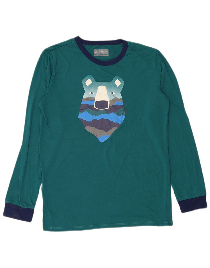 EDDIE BAUER Футболка с рисунком для мальчиков, длинный рукав, 13–14 лет, большой зеленый цвет