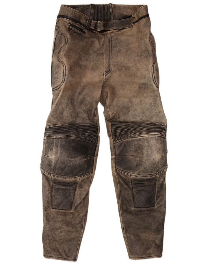 Мужские байкерские брюки MODEKA, размер 58 3XL W36 L31, серые кожаные цвета тай-дай
