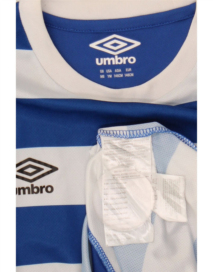 Футболка Umbro для мальчиков, топ 9–10 лет, полиэстер средней длины, синяя полоска
