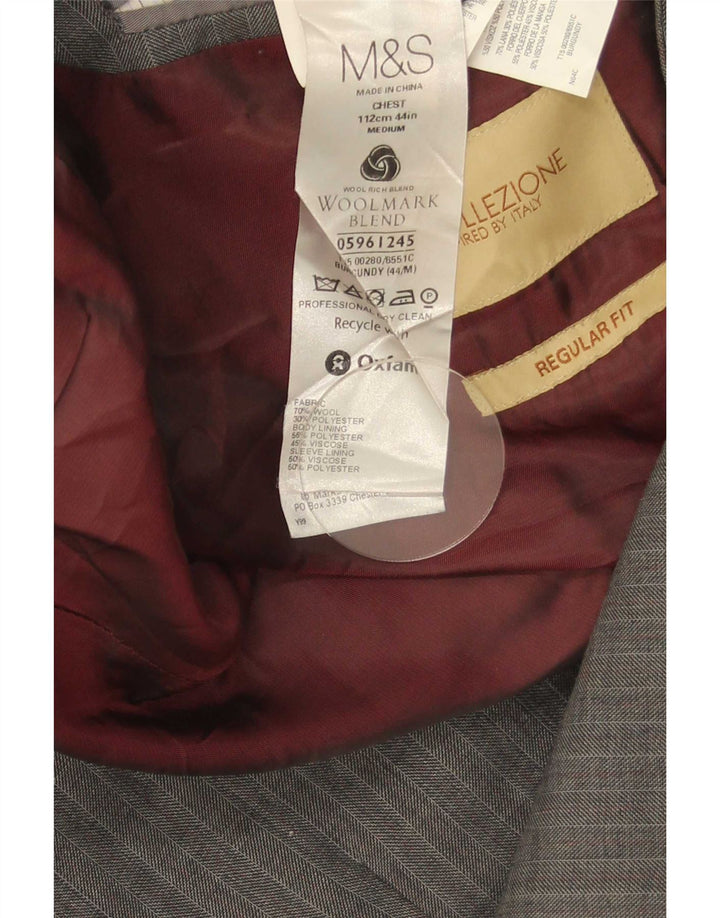 Мужской пиджак на двух пуговицах Marks & Spencer, Великобритания, 44 XL, серый, шерстяной с узором «в елочку»
