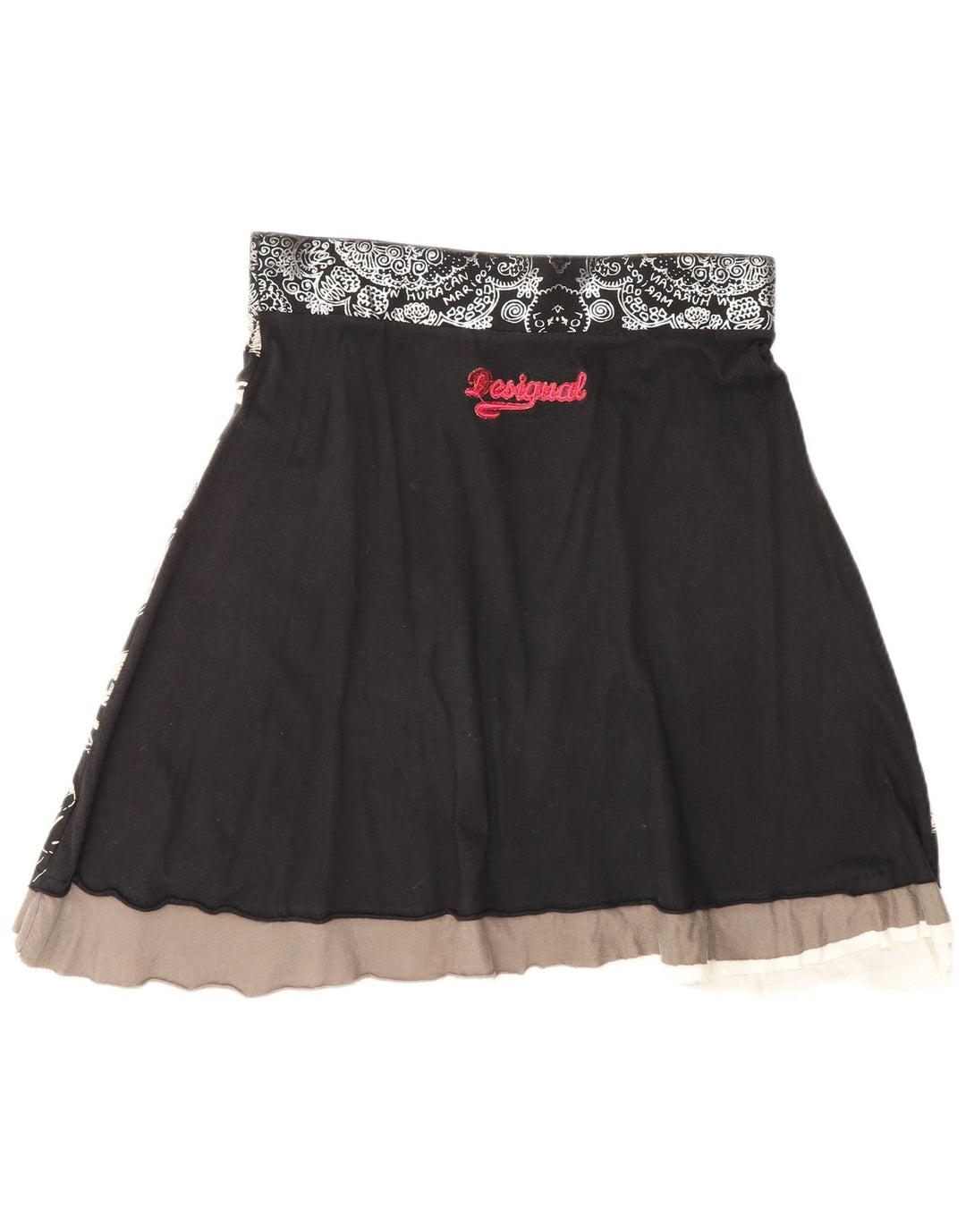 Женская юбка-трапеция с рисунком Desigual, средняя W30, черная с геометрическим рисунком