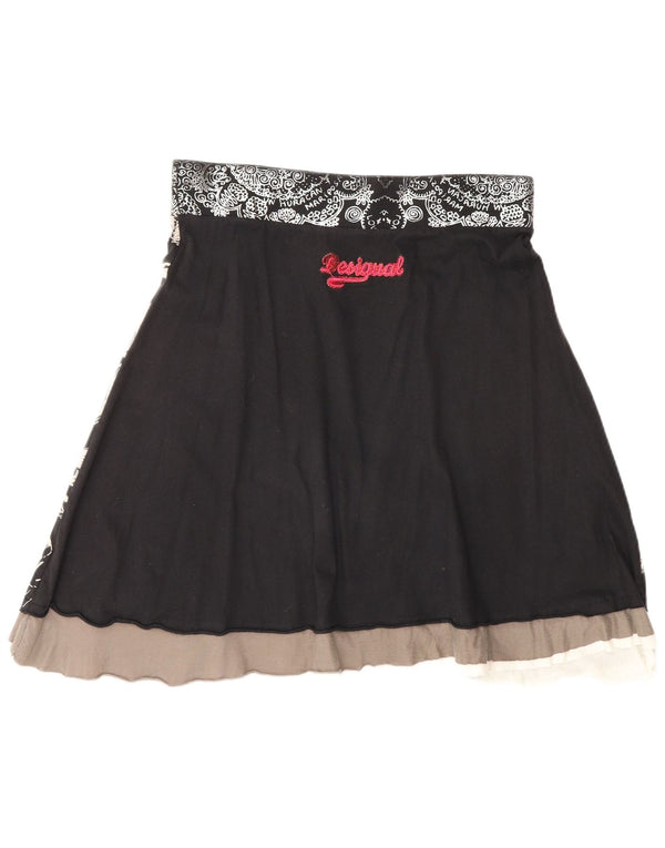 Женская юбка-трапеция с рисунком Desigual, средняя W30, черная с геометрическим рисунком