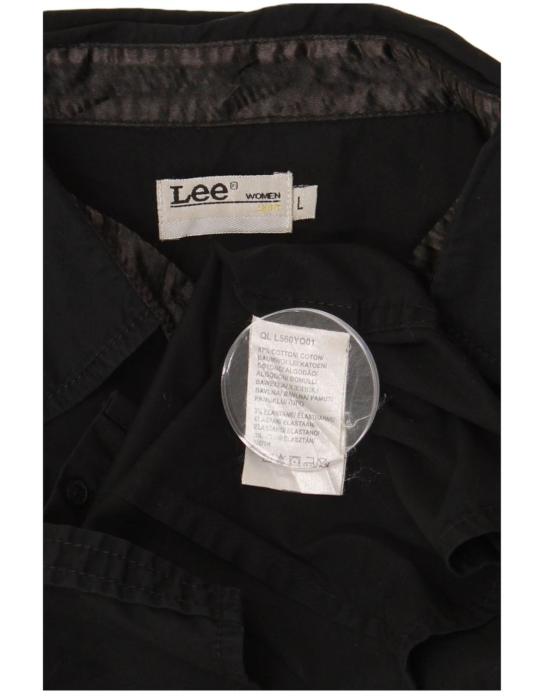 Женская рубашка с коротким рукавом LEE UK 16, большая, черная, хлопок