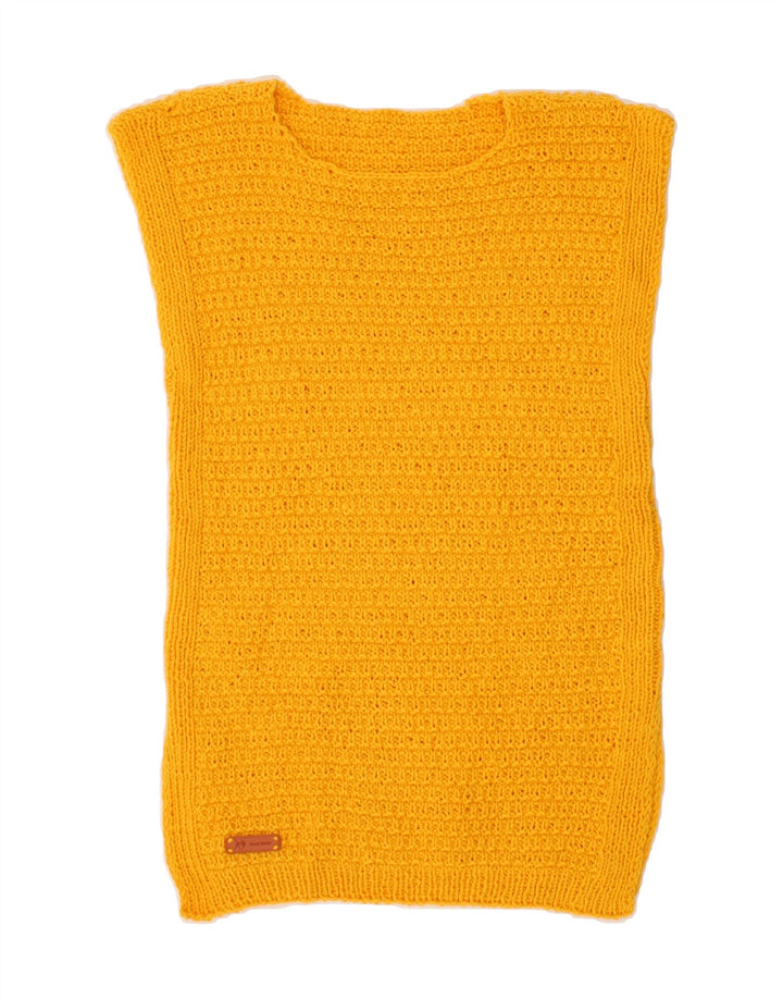 VINTAGE Womens Longline Vest Tank Top UK 12 Medium Yellow Vintage Vintage and Second-Hand Vintage from Messina Hembry 