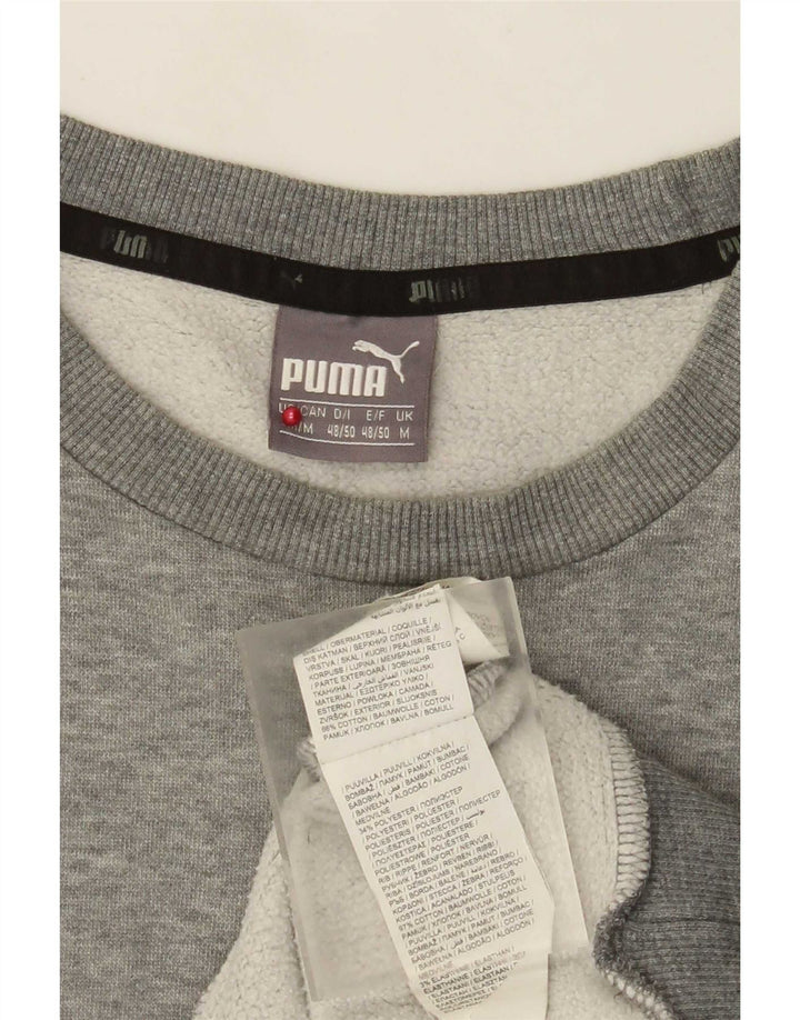 Мужской свитшот с рисунком Puma, хлопковый джемпер среднего серого цвета в крапинку