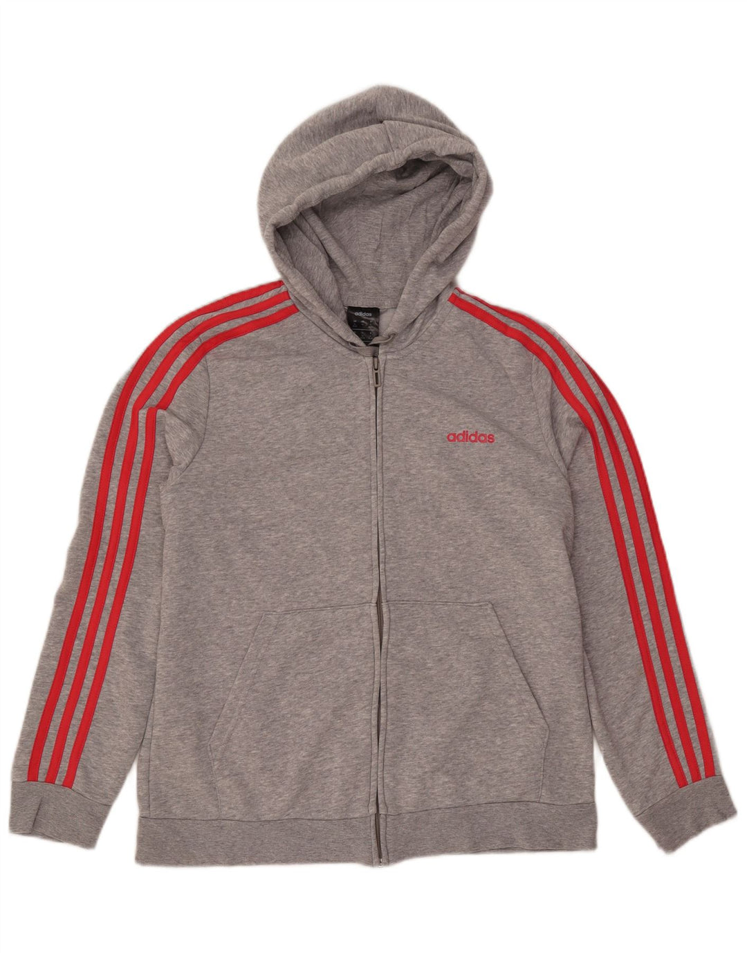 Женский свитер с капюшоном на молнии ADIDAS UK 20/22 XL, серый хлопок с крапинками