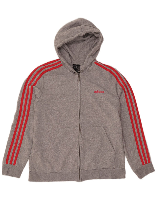 Женский свитер с капюшоном на молнии ADIDAS UK 20/22 XL, серый хлопок с крапинками
