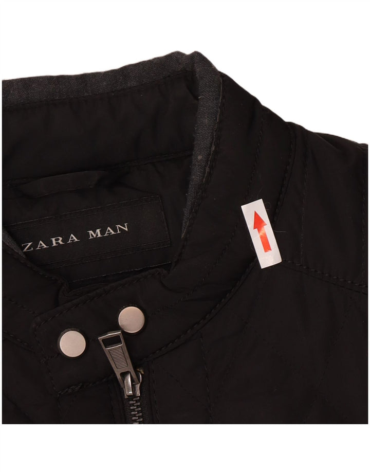 Мужская стеганая куртка Zara UK 40, большая черная, полиэстер