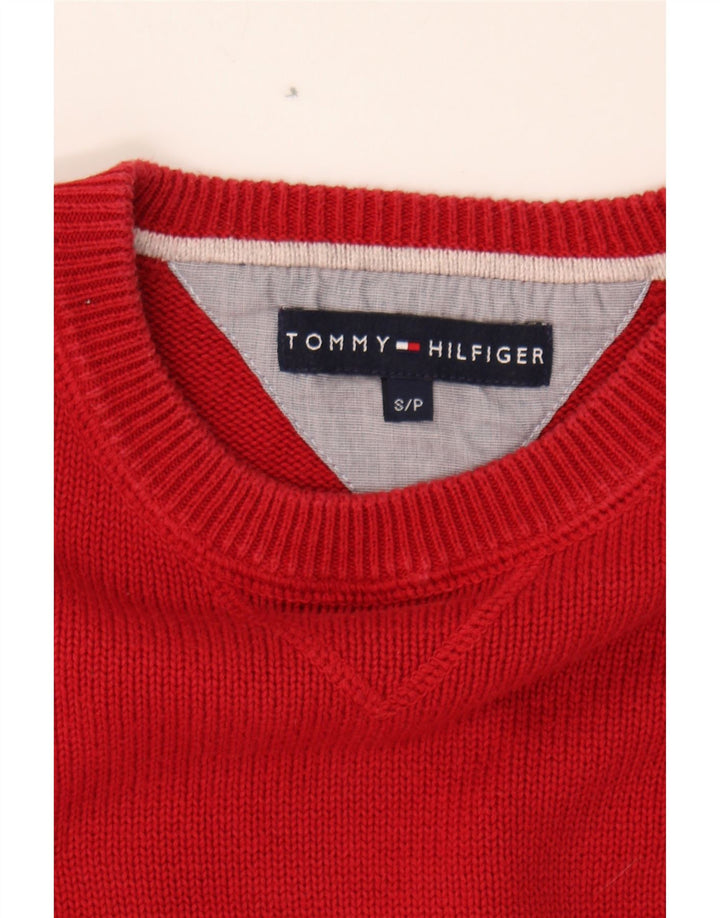 TOMMY HILFIGER Mens Crew Neck Jumper Sweater Small Red Cotton Vintage Tommy Hilfiger and Second-Hand Tommy Hilfiger from Messina Hembry 