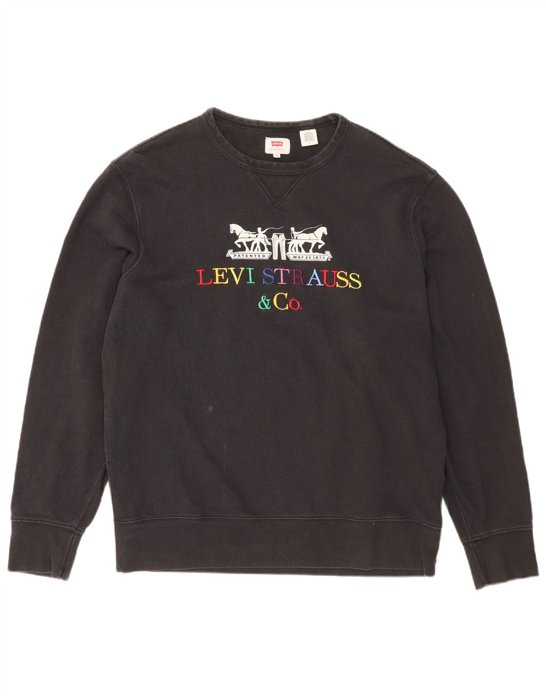 Мужской свитшот с рисунком Levi's, хлопковый джемпер среднего размера, черный