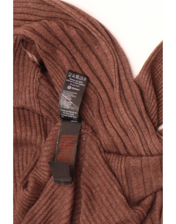 Женский асимметричный открытый кардиган Marks & Spencer UK 14, средний коричневый