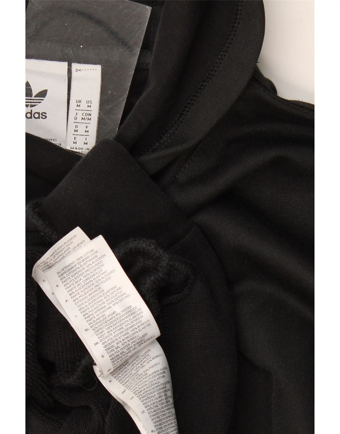 Мужской джемпер с капюшоном ADIDAS, черный, хлопковый, среднего размера