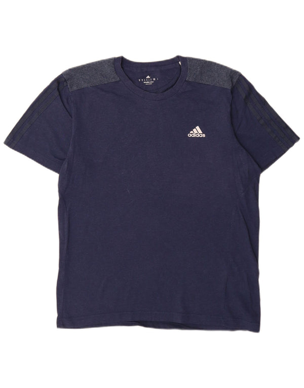 Adidas Mens Climalite Футболка Топ Среднего Темно-Синего Хлопка