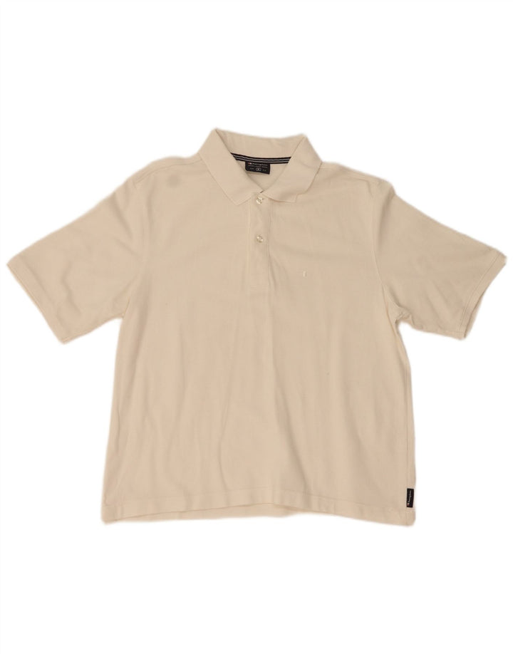 CHAMPION Mens Polo Shirt Medium White Cotton