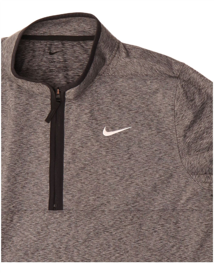 Мужской пуловер с воротником на молнии Nike Dri Fit, большой серый в крапинку