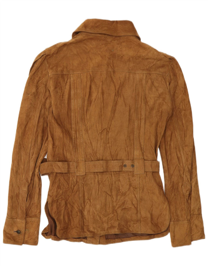 ВИНТАЖНАЯ Женская Замшевая Куртка в стиле Милитари IT 42 Средне-Коричневый Кожаный