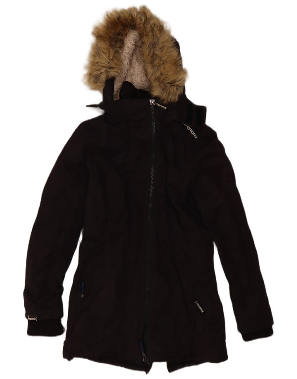 Женская парка из шерпа Superdry The Windparka с капюшоном UK 14, средний черный