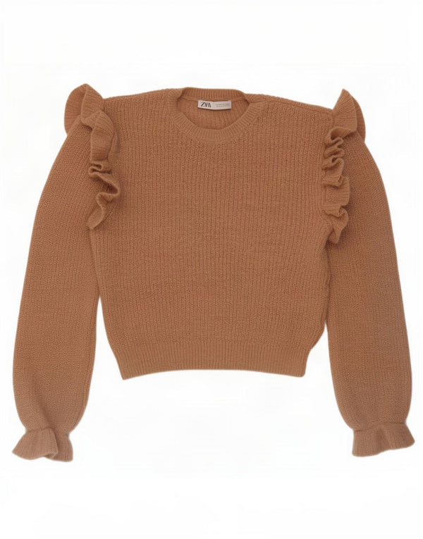 Женский джемпер свободного кроя с круглым вырезом Zara UK 14, средний бежевый