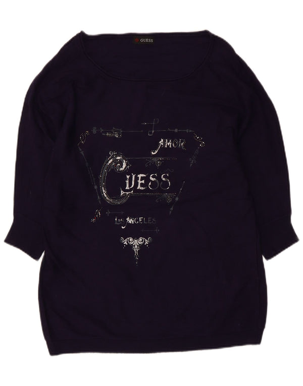 Женский джемпер Guess с рукавом 3/4 и вырезом «лодочка» UK 6 XS, темно-синий