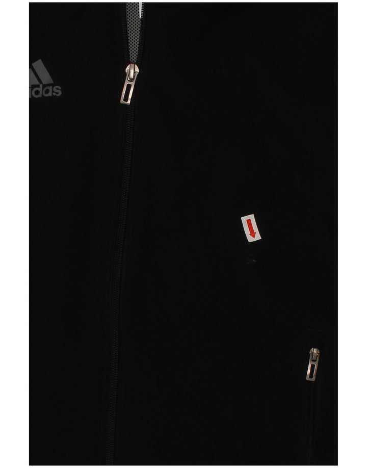 ADIDAS Boys Climacool Hooded Rain Jacket 9-10 Years Black Polyester