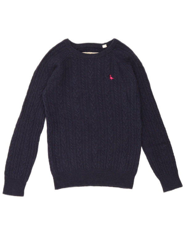 Jack Wills Womens Boat Neck Jumper Sweater UK 8 Small Navy Blue Merino Wool