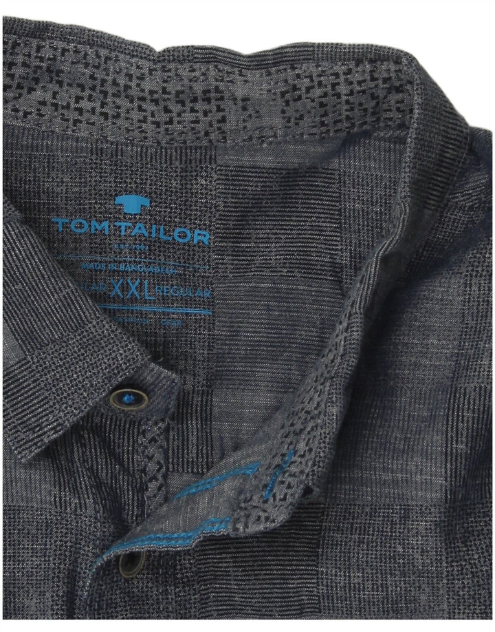 TOM TAILOR Мужская рубашка 2XL Темно-синяя с геометрическим узором