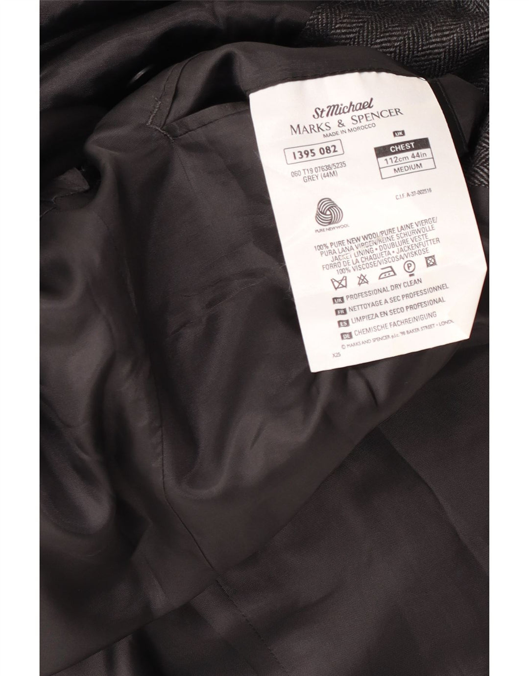 Мужской пиджак на двух пуговицах Marks & Spencer UK 44 XL, серая шерстяная полоска в тонкую полоску
