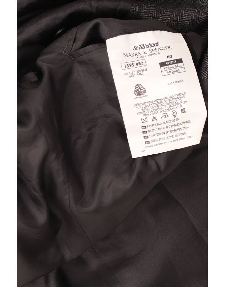 Мужской пиджак на двух пуговицах Marks & Spencer UK 44 XL, серая шерстяная полоска в тонкую полоску