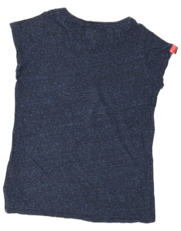 Женская футболка с рисунком Superdry Top UK 10, маленький размер, темно-синий, хлопок
