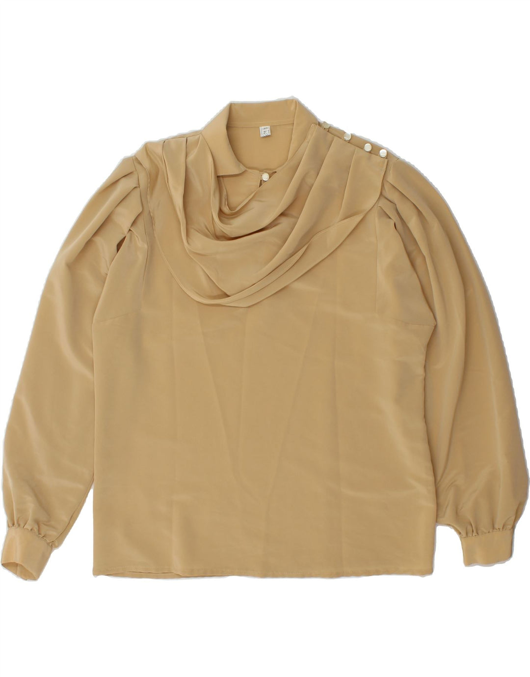 VINTAGE Womens Long Sleeve Blouse Top EU 40 Medium Beige Polyester Vintage Vintage and Second-Hand Vintage from Messina Hembry 