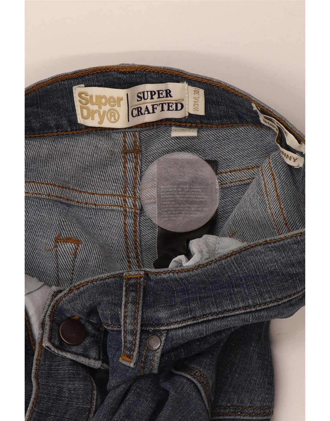 SUPERDRY Женские джинсы суперскинни со средней посадкой W31 L30 Темно-синий хлопок