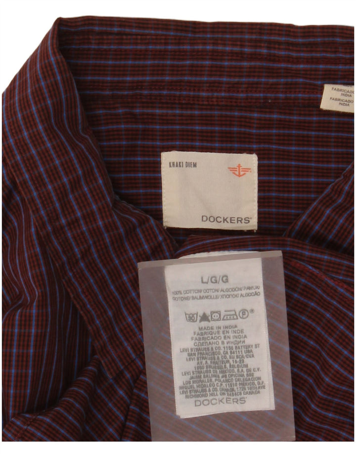 Мужская рубашка Dockers в большую бордовую клетку из хлопка