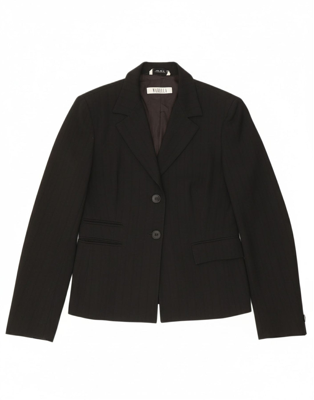 MARELLA Womens 2 Button Blazer Jacket UK 12 Medium Black Striped Wool