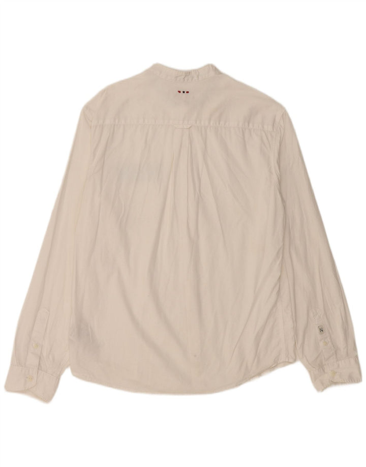 NAPAPIJRI Мужская рубашка стандартного кроя с географическим рисунком среднего размера, белый хлопок