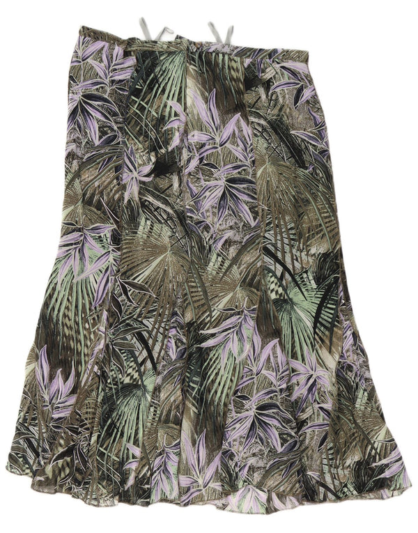 Женская юбка-труба с высокой талией GELCO UK 16, большая W32, зеленая с цветочным принтом